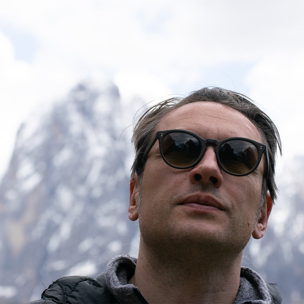 Occhiali da sole bio acetato sostenibili uomo lenti marrone sfumato