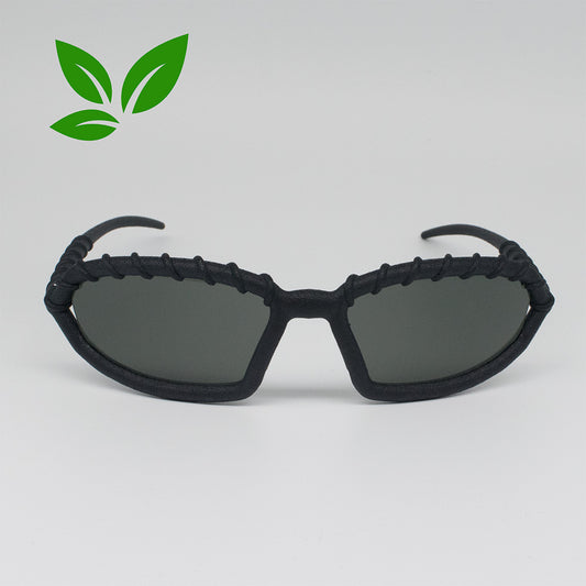 Occhiali da sole uomo artigianali Vortice lenti grigio fumo stampati in 3D